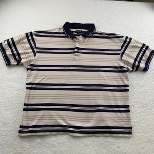 Ping Collection Shirt Men's  XL Brow and blue stripes,  Short Sleeves, Collared